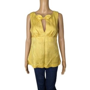 Trina Turk Golden Yellow Silk Keyhole Blouse 6